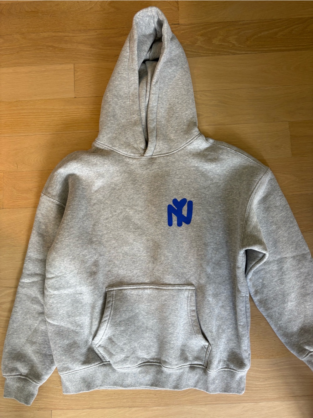Kids Grey Hoodie with Blue Graphic - Casual Pullover